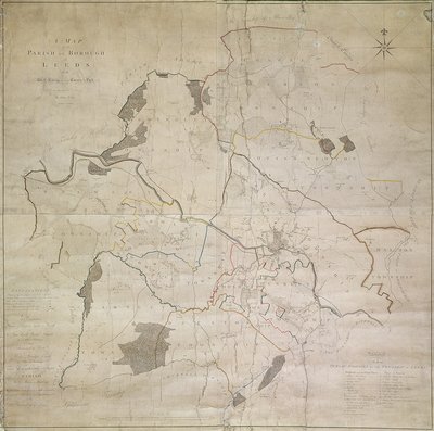 Map of Leeds, surveyed by John Tuke, 1781 by English School - print