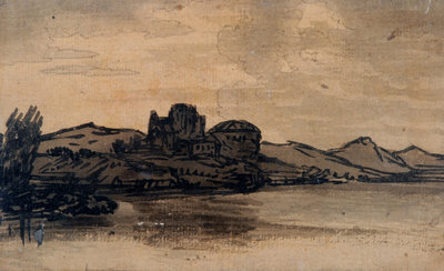 Italian Landscape with Domed Building by Alexander Cozens - print