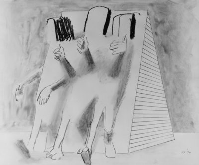Three Figures in a Setting, 1974 by Kenneth Armitage - print