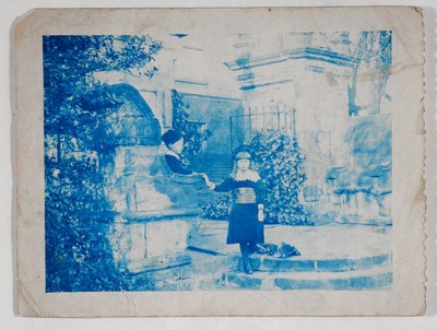 Elaine and Lancelot Grimshaw at the gates of Knostrop Hall by British Photographer - print