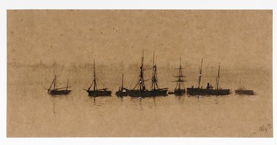 Boats at Anchor in an Estuary, 1892 by John Atkinson Grimshaw - print
