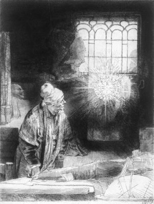 Dr Faustus in his Study by Rembrandt Harmensz. van Rijn - print