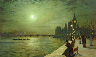 Reflections on the Thames, Westminster, 1880 by John Atkinson Grimshaw - print
