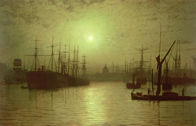 Nightfall Down the Thames, 1880 by John Atkinson Grimshaw - print