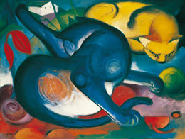 Cheap Zwei Katzen Blau Und Gelben print by Franz Marc