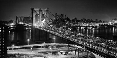 Cheap Brooklyn Bridge at Night print by Philip Gendreau