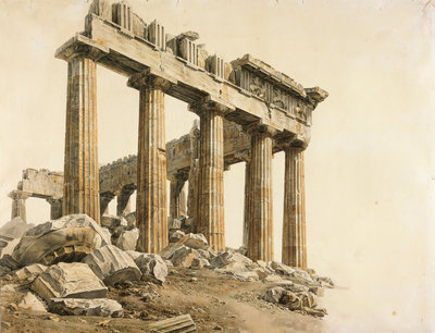 Fine Art Print of View of the East End of the Parthenon, Athens by Giovanni Battista Lusieri
