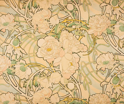 Fine Art Print of Peonies by Alphonse Mucha