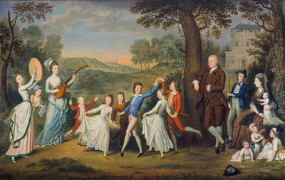 Fine Art Print of Sir John Halkett of Pitfirrane, 4th Bart (1720 - 1793), Mary Hamilton, Lady Halkett and their Family by David Allan
