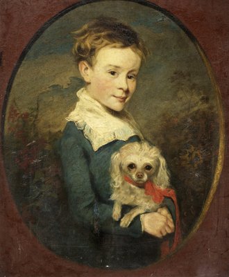 John Franks with Poodle by British School - print