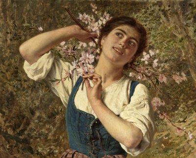 Fine Art Print of Capri Girl with Flowers by Sophie Anderson