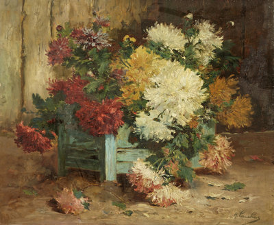 Dahlias in an Urn by Eugene Henri Cauchois - print