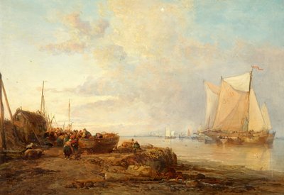 Fine Art Print of Unloading Dutch Fishing Boats by James Webb