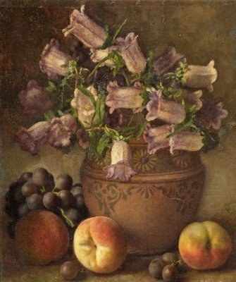 Still Life with Fruit and Canterbury Bells by George Walter Harris - print