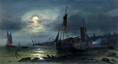 Fine Art Print of Moonrise on the Medway by William Callow