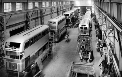 Trolley and Motor Buses, Guy Motors Ltd., Fallings Park, Wolverhampton, 1950s by Unknown - print