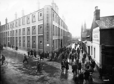 Workers Leaving 'Sunbeamland', Paul Street, Wolverhampton, 1930s by Unknown - print