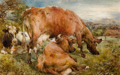 Three Cows in a Field, 1868 by Unknown - print