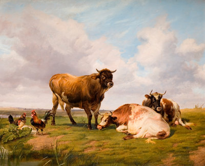 Landscape with Cattle and Fowl, 1876 by Thomas Sidney Cooper - print