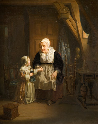 Woman and Child, 1842 by Hendrick Ringeliing - print
