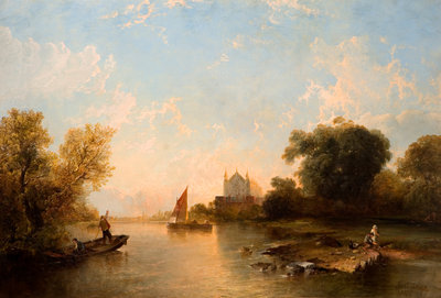Eton College From The River, Mid 19th century by Alfred Montague - print
