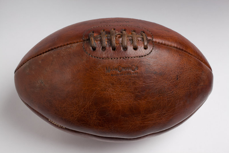 A laceup leather rugby ball by Mark Cross Co. of Walsall unknown
