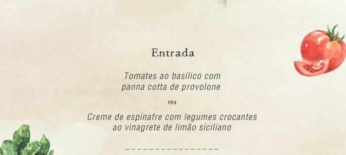 Cardápio - Entrada - Prato Principal - Sobremesa - Cardápio Completo
