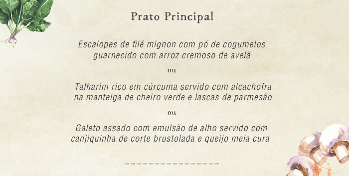 Cardápio - Entrada - Prato Principal - Sobremesa - Cardápio Completo