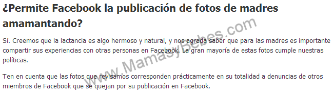 Facebook ya permite la publicación de fotos de madres amamantando