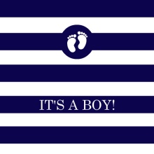 Navy and White Stripes (Set) Boy Baby Shower Invite