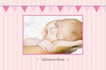 Pink Flags and Stripes (Set) Baby Announcements