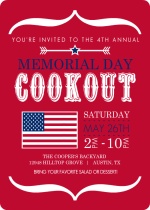 Red Modern Bracket and Flag Memorial Day Invitation