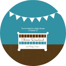 Brown and Blue Baby Boy Crib Shower Invite