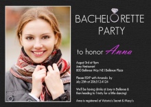 Black Linen Photo Bachelorette Party Invitation