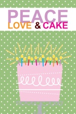 Green Polka Dot Peace Love and Cake Teen Birthday Party Invitation Green Polka Dot Peace Love and Cake Teen Birthday Party Invitation
