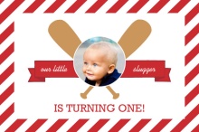 Red Photo and Bats (Set) Baseball Party Invitation