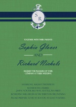 Green and Blue Nautical Themed (Set) Wedding Invite