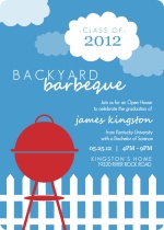 Blue Backyard BBQ Graduation Invitation