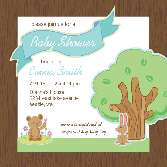 Woodland Animals Boy Baby Shower Invitation