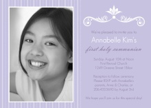 Lavender Photo First Communion Invitation