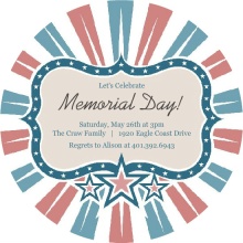 Red and Blue Star Frame Memorial Day Invitation