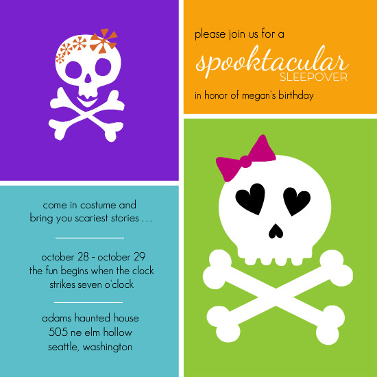 Halloween Birthday Party Invitations Spooktacular Sleepover Halloween