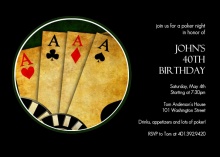  Black 4 of a Kind Poker Night 40th Birthday Invitation