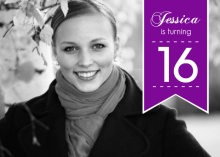 Purple Banner 16th Birthday Invitation