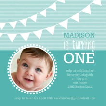 Turquoise Banner First Birthday Invite