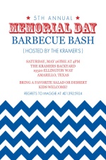 Blue Chevron Pattern Memorial Day Invitation