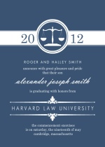 Navy and White Scales Law Graduation Invitation
