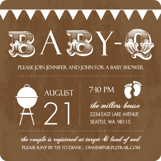 Baby Q Brown And White Baby Shower Invitation