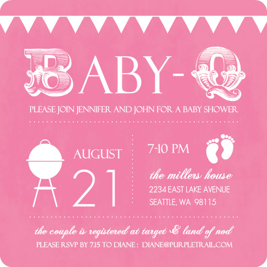 Girl Baby Shower Invitation - BabyQ Pink and White Baby Shower Invitation