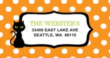 Orange Polka Dot Witch Halloween (Set) Address Label